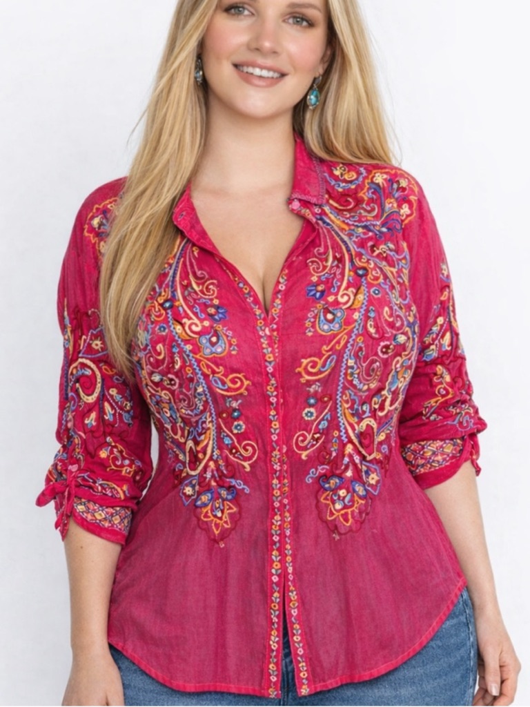 Johnny Was Heavily Embroidered Cachemire Tunic Nwt